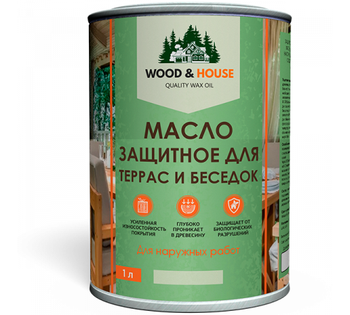 Заказать МАСЛО ЗАЩИТНОЕ ДЛЯ ТЕРРАС И БЕСЕДОК WOOD & HOUSE в Ачинске, Красноярский край
